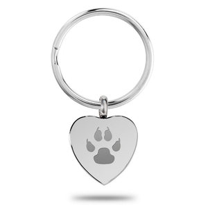 Heart Shape Cat Paw Cremation and Ash Vessel Keychain