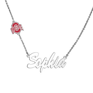 Ohio State University Name Necklace with Color Logo Charm