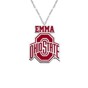 Ohio State University Color Enamel Logo with Name Necklace