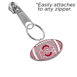 Ohio State University Color Enamel Football Logo Zipper Pull