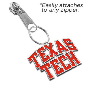 Texas Tech Block Color Enamel Zipper Pull