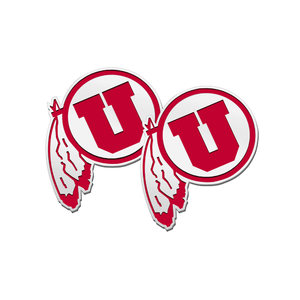 Pair of University of Utah Color Enamel Feathered U Cuff Links
