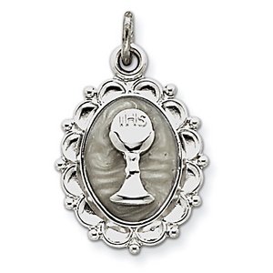Sterling Silver Holy Communion Enameled Pendant Charm