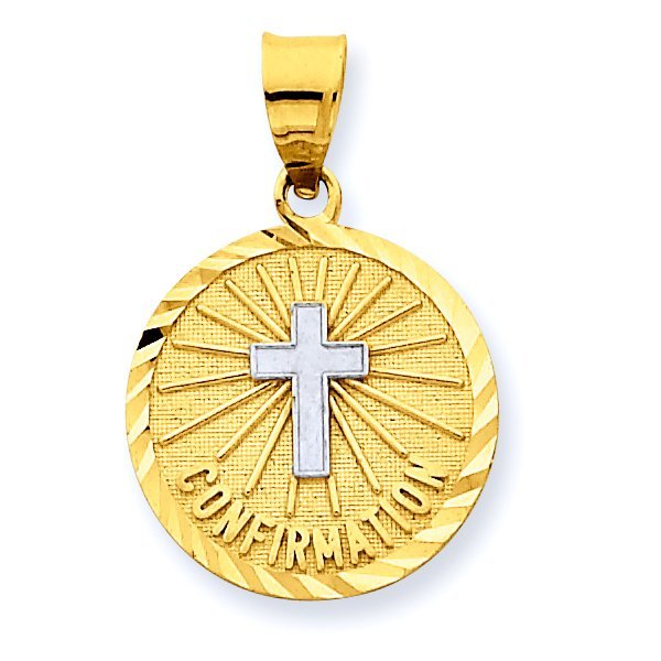14K White Gold Confirmation Medal With Cross
