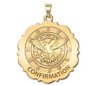 Confirmation Scalloped Round Religious Medal    Holy Spirit Religious Medal  EXCLUSIVE 