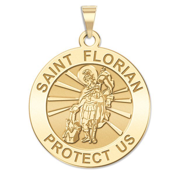 14K Yellow Gold "EXCLUSIVE" Saint Florian Religious Medal - 430PG65724