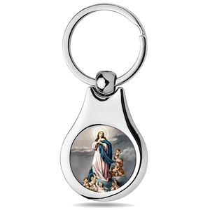 Stainless Steel Color Immaculate Conception Keychain