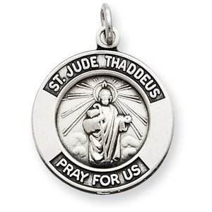 Sterling Silver Round Antiqued Saint Jude Medals