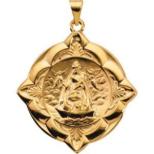14K Gold Caridad Del Cobre Religious Medal