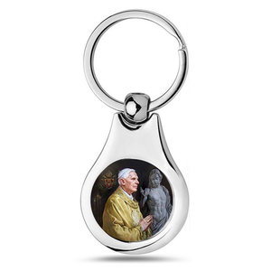 Stainless Steel Color Pope Benedict XVI Keychain