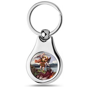 Stainless Steel Color Saint Michael Keychain