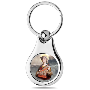 Stainless Steel Color Saint Cecilia Keychain