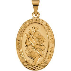 14K Gold Saint Christopher Religious Medal