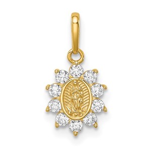 14K Yellow Gold Our Lady of Guadalupe CZ Religious Medals