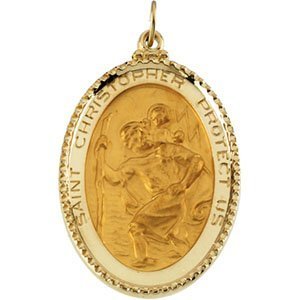 14K Gold Saint Christopher Religious Medal