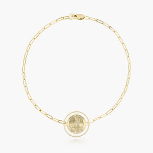 Round Saint Patrick with Open Border Paperclip Bracelet