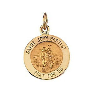 14K Gold Saint John the Baptist Religious Medal