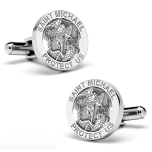 Saint Michael Stainless Steel Cufflinks