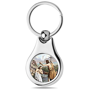 Stainless Steel Color Saint John The Baptist Keychain