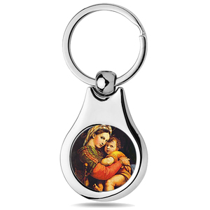 Stainless Steel Color Blessed Mother Keychain