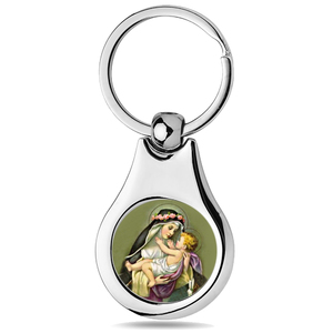 Stainless Steel Color Saint Rose of Lima Keychain
