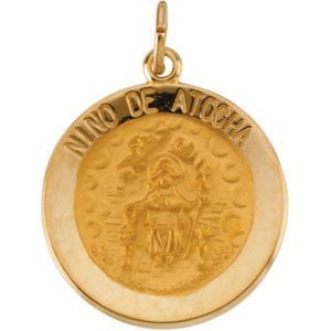 14K Gold Nino de Atocha Religious Medal