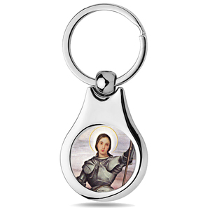 Stainless Steel Color Saint Joan of Arc Keychain