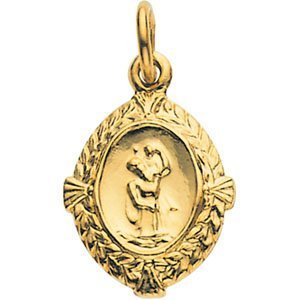 14K Yellow Gold Saint Christopher Religious Medal