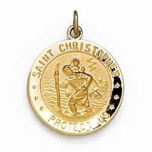 14K Gold Saint Christopher Religious Medal  H 
