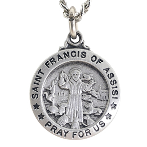 Saint Francis of Assisi Medal with 24 inch Endless Curb Chain