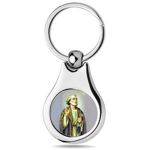 Stainless Steel Color Saint Peter Keychain
