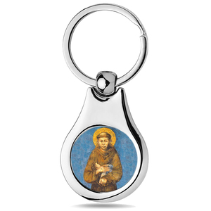 Stainless Steel Color Saint Francis of Assisi Keychain