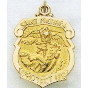14K Saint Michael Badge Religious Medal