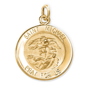 14K Gold Saint Michael Religious Medal