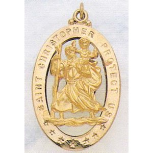 Saint Christopher Cut Out Oval Religious Medal