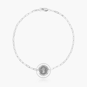 Round Saint Christopher with Open Border Paperclip Bracelet
