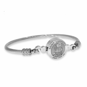 Stainless Steel Saint Lawrence of Rome Bangle Bracelet