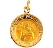 PicturesOnGold.com Our Lady of Perpetual Help Scalloped Round Religious Medal Color
