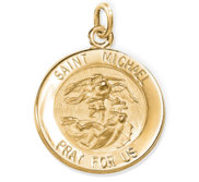 14K Gold Saint Michael Religious Medal