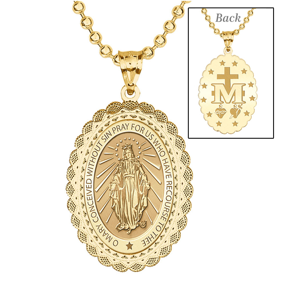 Miraculous Medal Doily Border Oval EXCLUSIVE