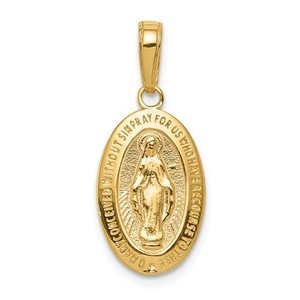 14K Yellow Gold Oval Miraculous Medal