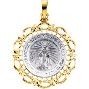 14K White and Yellow Gold Miraculous Medal