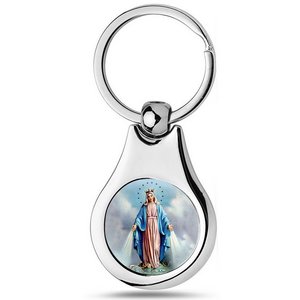 Stainless Steel Color Miraculous Medal Keychain