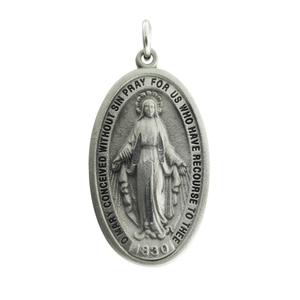 Pewter Polished Miraculous Medal Pendant