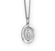 Pewter Oval Miraculous Medal with 20  Chain