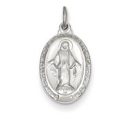 Miraculous Medal Polished Oval Pendant Charm