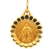 14k Yellow Gold Small Round Miraculous Medal