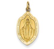 14K Yellow Gold Miraculous Medal Badge Charm