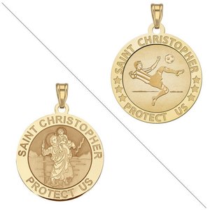 Soccer   Saint Christopher Doubledside Sports Religious Medal  EXCLUSIVE 
