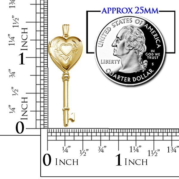 Solid 14K Yellow Gold Small Heart KEY Locket PG71642